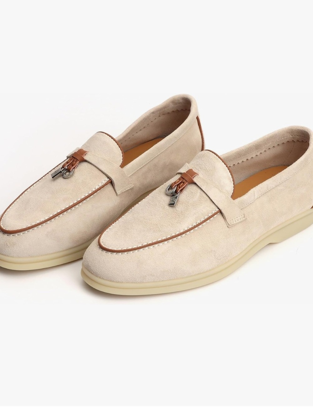 Women's Cream Slip-On Loafer with Accent